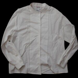 Talbots Petites White Cotton Button Down Stand Collar Shirt